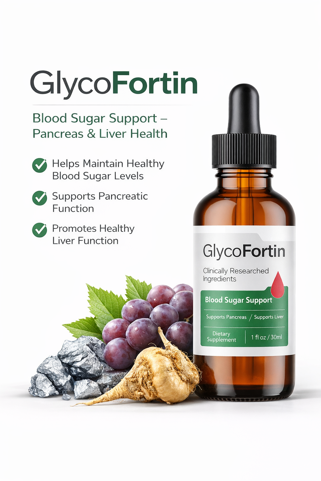 GlycoFortin natural blood sugar support supplement for pancreas and liver