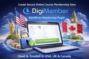 DigiMember WordPress membership plugin for creating secure online course membership sites in USA UK and Canada