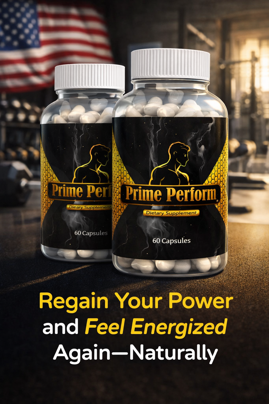 Prime Perform dietary supplement capsules for male energy, strength and performance