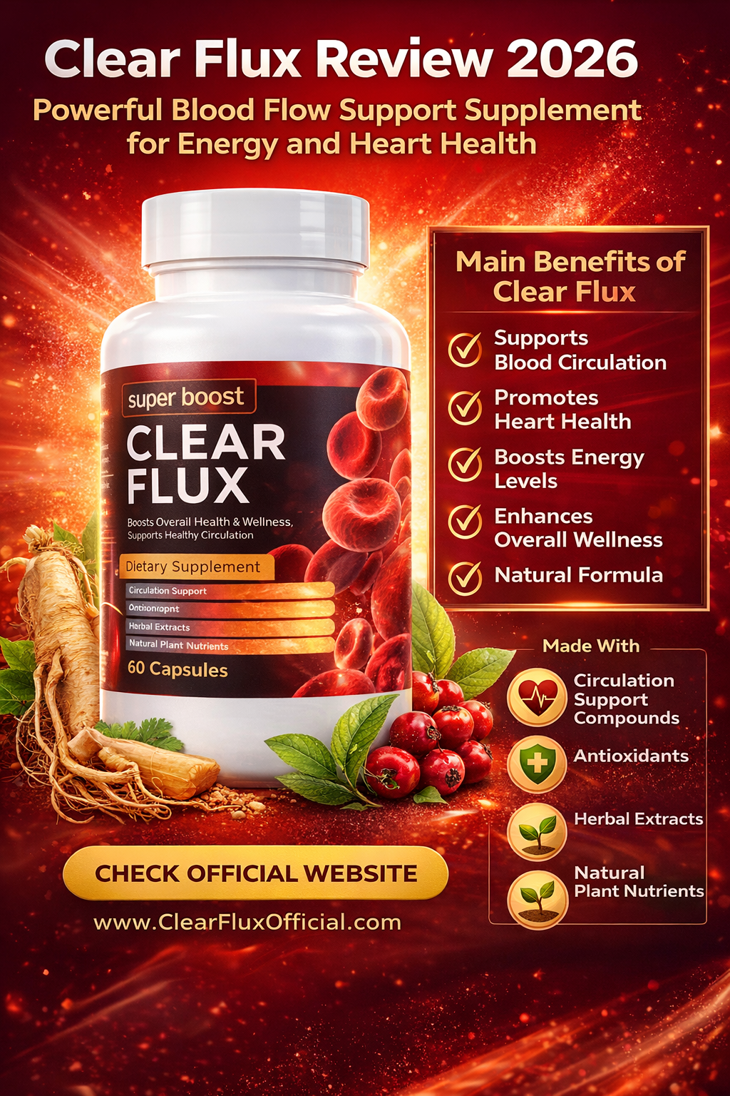 Clear Flux Review 2026 blood flow support supplement for heart health and energy